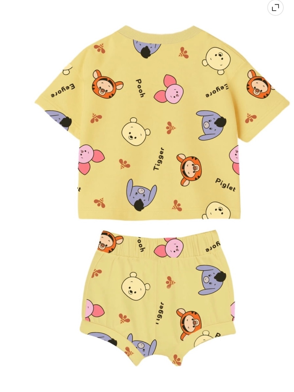 Disney Yellow Winnie the Pooh Baby Boy 2 Piece French Terry Short Set - Picture 5 of 11